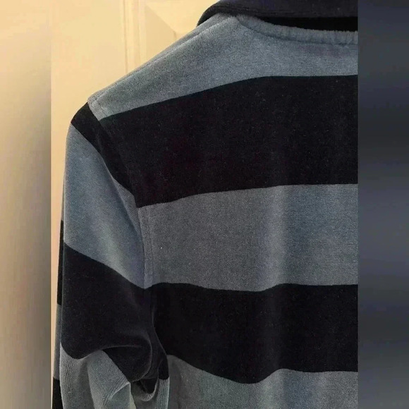 Lauren Ralph Lauren 1/4 Zip Top Velour Pullover Navy & Light Blue Stripe size S - Picture 3 of 8